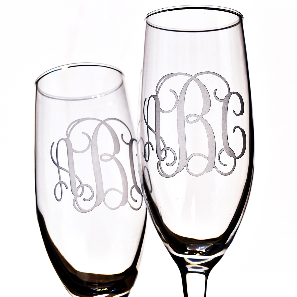 Personalized Monogrammed Wine Glasses - (Set of 2) (m9)