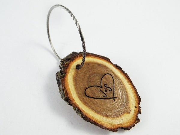 Carved Initials Key Chain, Names carved in Tree , Couple's Gift, Wedding Gift,  Fifth Anniversary Gift, Boyfriend and Girlfriend - OpenHaus Gifts