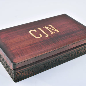Dark Rectangular Box, Monogram Wood Box, Personalized box, Engraved Dark Box, Hinged Lid Box, Gifts for Him, Wood Storage, Decorative Box - OpenHaus Gifts