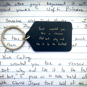 Handwritten Key chain, Personalized Writing, Handwritten Key Tag, Personal Message, Custom Written, Graduation Gift, Engraved Key Chain - OpenHaus Gifts