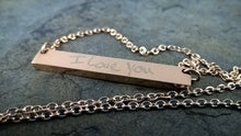 Engraved Handwritten Necklace,  Personalized Handwriting Jewelry, Custom Bar, Actual handwriting engraved, Real Hand Lettering Gift, Script - OpenHaus Gifts