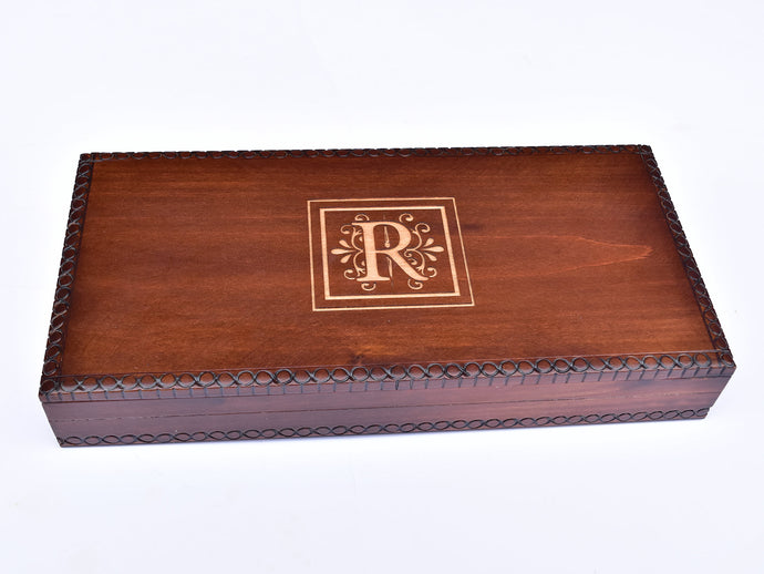 Personalized Box, Wood Box For Him, Monogram Wood Box, Gift For Him, Dark Wood Box, Wooden Storage Box, Wood Keepsake, Father's Day Gift - OpenHaus Gifts